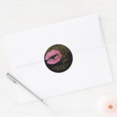  roze glitter lippenstift - Dank u Ronde Sticker (Envelop)