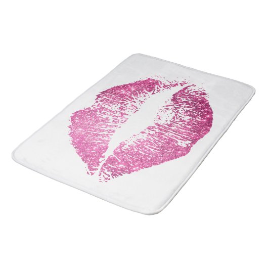 Roze glitter Lips #2 Badmat (Gekanteld)