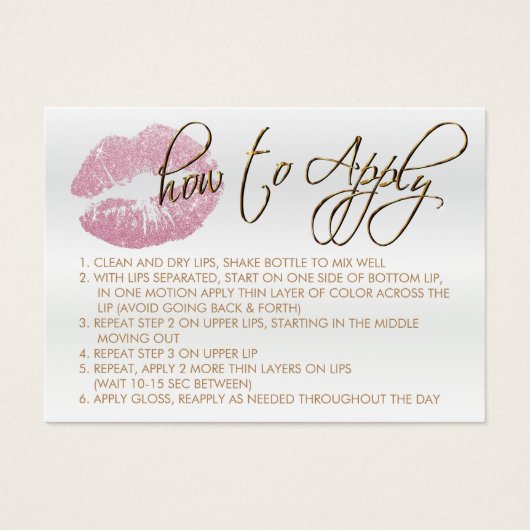 Roze glitter Lips 2 - Hoe wordt het toegepast Visitekaartje (Voorkant)
