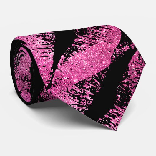 Roze glitter Lips #2 Stropdas (Opgerold)