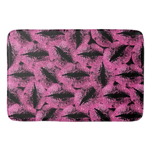 Roze glitter Lips #3 Badmat (Voorkant)