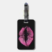 Roze glitter Lips Bagagelabel (Achterkant verticaal)