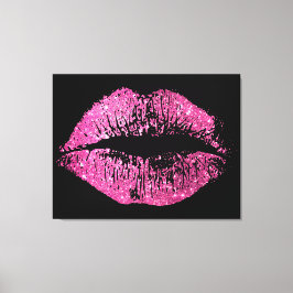 Roze glitter Lips Canvas Afdruk