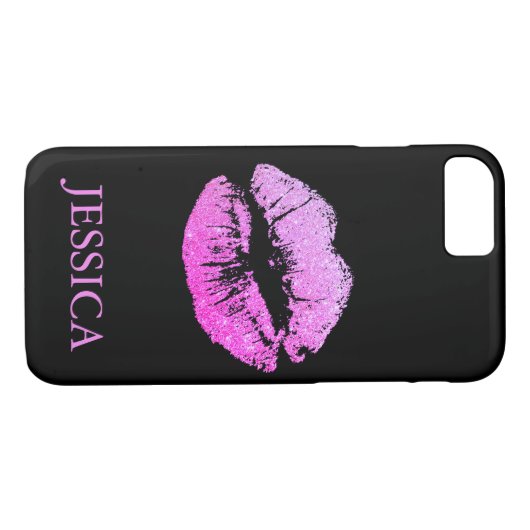 Roze glitter Lips Girly Pattern Case-Mate iPhone Case (Achterkant (Horizontaal))