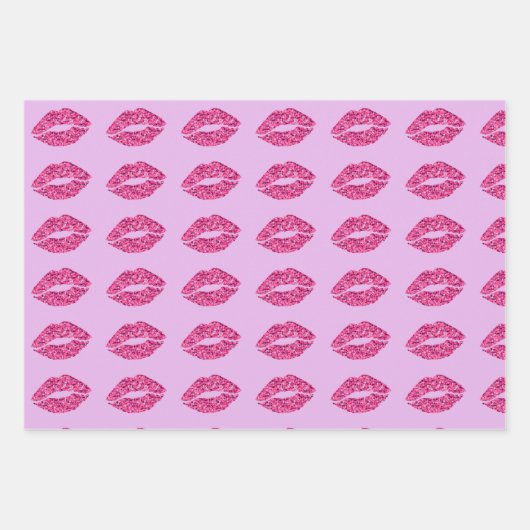Roze glitter Lips Inpakpapier Vel (Voorkant 2)