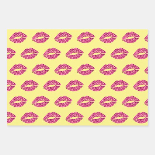 Roze glitter Lips Inpakpapier Vel (Voorkant)
