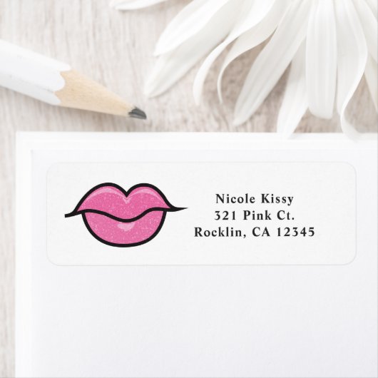 Roze Glitter Lips Kus Chique Make-up Glam Beauty Etiket (Insitu)