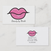 Roze Glitter Lips Kus Chique Make-up Glam Beauty Visitekaartje (Voorkant / Achterkant)