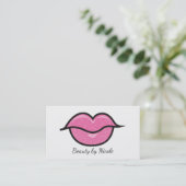 Roze Glitter Lips Kus Chique Make-up Glam Beauty Visitekaartje (Staand voorkant)