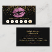 Roze Glitter Lips Loyalty-kaarten op zwart Klantenkaartje (Voorkant / Achterkant)