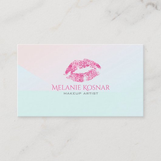 Roze Glitter Lips Makeup Artiest Visitekaartje (Voorkant)
