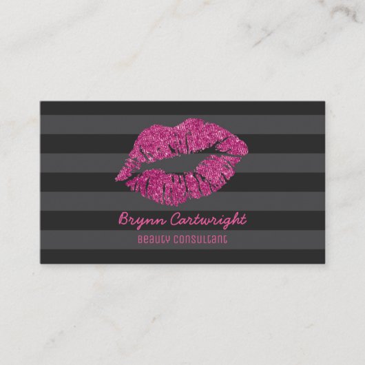 Roze Glitter Lips Makeup Beauty Consultant Glamour Visitekaartje (Voorkant)