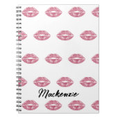 Roze Glitter Lips met Aangepaste Naam Notitieboek (Voorkant)