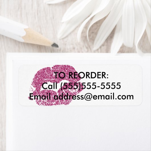 Roze Glitter Lips Reorder Label (Insitu)