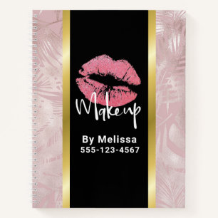 Roze glitter Lips & Roos Gold Leaves Makeup Biz Notitieboek