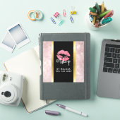 Roze glitter Lips & Roos Gold Leaves Makeup Biz Sticker (iPad Cover)