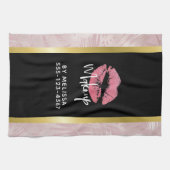 Roze glitter Lips & Roos Gold Leaves Makeup Biz Theedoek (Horizontaal)