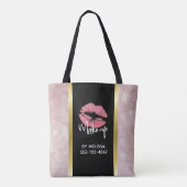 Roze glitter Lips & Roos Gold Leaves Makeup Biz Tote Bag (Achterkant)