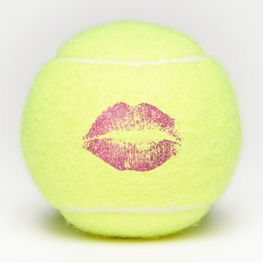 Roze glitter Lips Tennisballen (Voorkant)