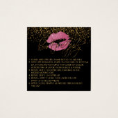  Roze Glitter Lips Toepassing Instructies Vierkante Visitekaartjes (Voorkant)