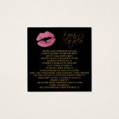  Roze Glitter Lips Toepassing Instructies Vierkante Visitekaartjes (Achterkant)