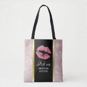 Roze glitter lips vragen me over mijn lippenstift tote bag (Voorkant)