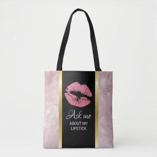 Roze glitter lips vragen me over mijn lippenstift tote bag (Voorkant)