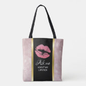 Roze glitter lips vragen me over mijn lippenstift tote bag (Achterkant)