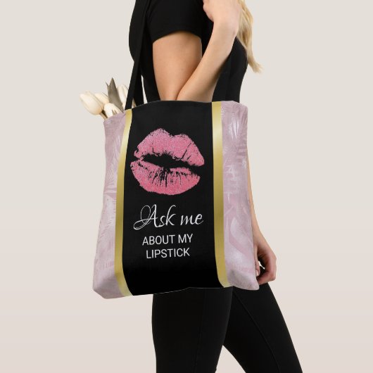 Roze glitter lips vragen me over mijn lippenstift tote bag (Dichtbij)