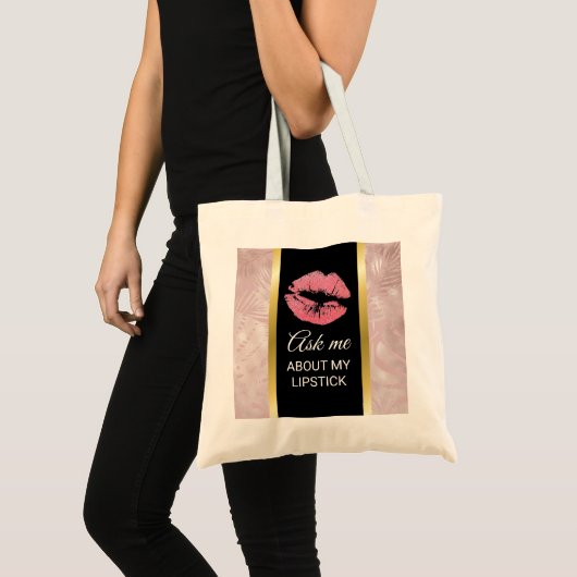 Roze glitter lips vragen me over mijn lippenstift tote bag (Voorkant (product))