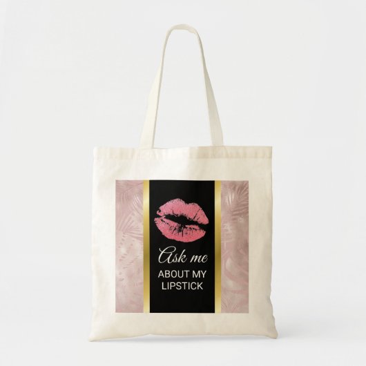 Roze glitter lips vragen me over mijn lippenstift tote bag (Voorkant)