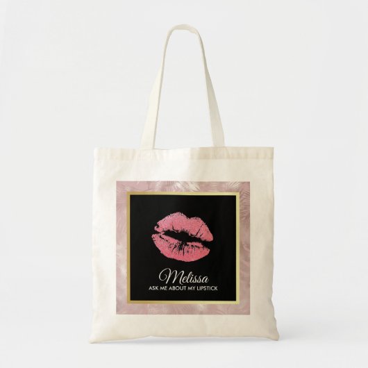 Roze glitter lips vragen me over mijn lippenstift tote bag (Voorkant)