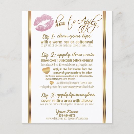 Roze Glitter 💋 Lipsense Senegence Instructies Flyer (Voorkant)