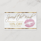 Roze Glitter Lipstick Business Reference Aanbevelingskaartje (Voorkant)