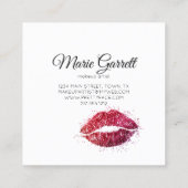 Roze Glitter Lipstick Kiss Square Visitekaartje (Achterkant)