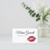 Roze glitter Lipstick Kiss Visitekaartje (Staand voorkant)