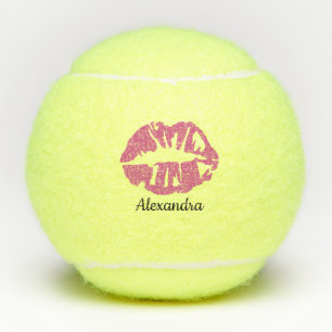 Roze Glitter Lipstick Sensual Kiss Gepersonaliseer Tennisballen