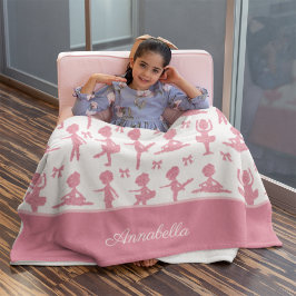 Roze glitter Little Girl Ballerina Ballet Patroon Fleece Deken