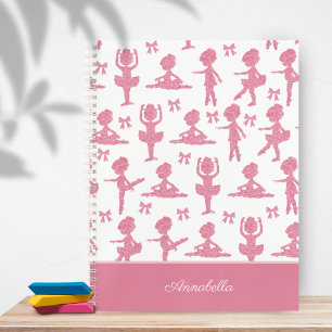 Roze glitter Little Girl Ballerina Ballet Patroon Notitieboek