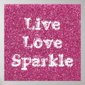 Roze Glitter Live Love Sparkle Poster Print (Voorkant)