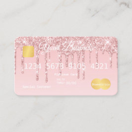 Roze, glitter-look-creditcard visitekaartje