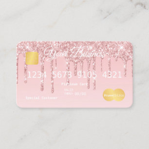 Roze, glitter-look-creditcard visitekaartje