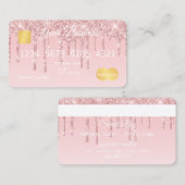 Roze, glitter-look-creditcard visitekaartje (Voorkant / Achterkant)