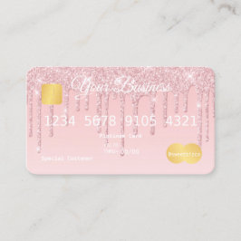 Roze, glitter-look-creditcard visitekaartje