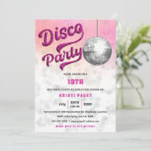 Roze Glitter look Disco Party Birthday Kaart (Staand voorkant)