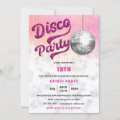 Roze Glitter look Disco Party Birthday Kaart (Voorkant)