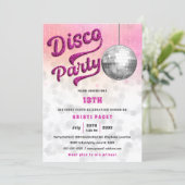 Roze Glitter look Disco Party Birthday Kaart (Staand voorkant)