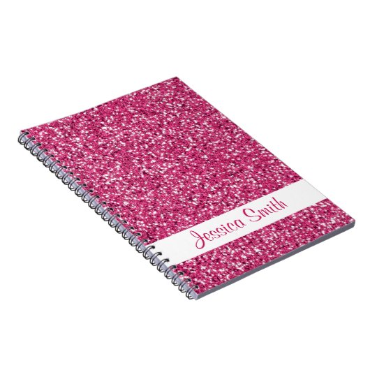 Roze glitter look-like and name notitieboek (Rechterzijde)
