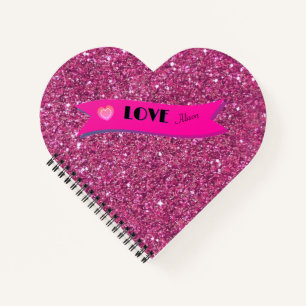 Roze Glitter LOVE Cute Hart Valentijnsdag Meisjesa Notitieboek