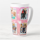 Roze Glitter Love Heart 6 Foto modern Latte Mok (Rechterhoek)